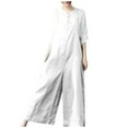 thumbnail image 1 of Usmixi Jumpsuits for Women Casual Plus Size Loose Wide Leg Lightweight Cotton Linen Strap Long Jumpsuits Overalls Summer Formal Solid Square Neck Sleeveless Maxi Rompers White l, 1 of 4