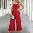 thumbnail image 1 of Usmixi Jumpsuits for Women Dressy Evening Party Sexy Strapless Pleated Wide Leg Empire Waist Jumpsuits Overalls Summer Tube Top Sleeveless Solid Long Formal Rompers Red m, 1 of 7
