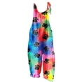 thumbnail image 1 of Usmixi Jumpsuits for Women Plus Size Wide Leg Ladies Casual Cotton Linen Strap Baggy Pocket Long Jumpsuits Overalls Summer Formal Dog Paws Print Crewneck Sleeveless Maxi Rompers Multicolor l, 1 of 4
