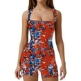 thumbnail image 1 of Usmixi Jumpsuits for Women Vintage Floral Slim Lightweight Stretch Workout Sports Short Tank Jumpsuits Overalls Summer Formal Leopard Print Square Neck Sleeveless Mini Rompers Red xxl, 1 of 3