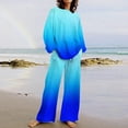 thumbnail image 1 of Usmixi Lounge Set for Women Homewear 2 Piece Sets for Women Fashion Gradient Print Long Sleeve Pullover and Drawstring Long Pant Lounge Sets Ladies Sleepwear Pajama Sets Under $10, 1 of 5