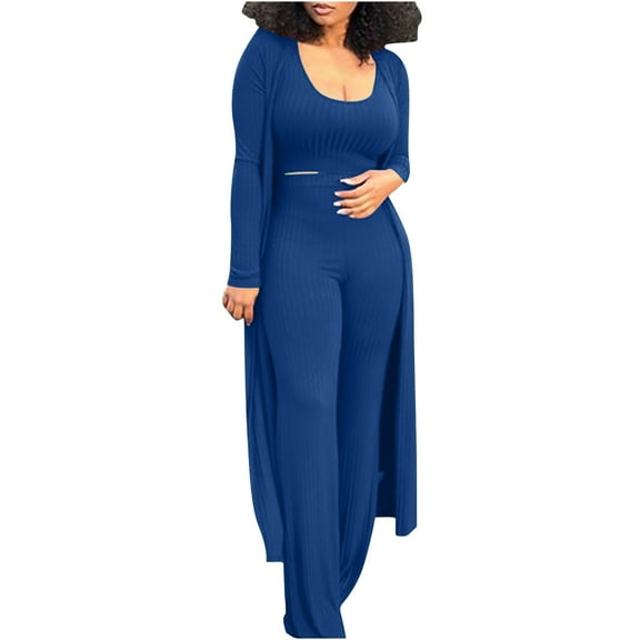 Usmixi Womens Lounge Set Womens 3 Piece Sets Fall Winter Cozy Knitted Cardigan Cropped Tank and High Waist Pant Sweater Sets Workout Sports Casual Solid 3 Piece Outfits