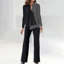 Usmixi Loungewear Set for Women Womens 2 Piece Outfits Sets Fashion Color Patchwork Irregular Hem Pullover and Wide Leg Long Pant Lounge Sets Plus Size Ladies Blazer Suits Under $10