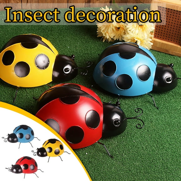 Usmixi Metal Garden Wall Art Decorative Cute Ladybugs Outdoor Wall Sculptures