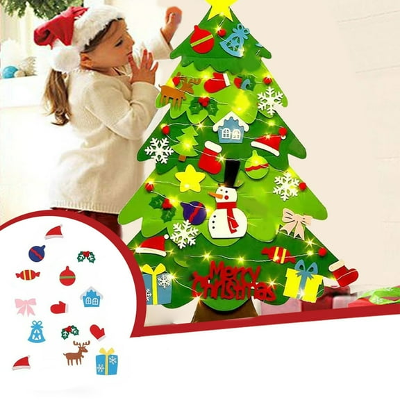 Usmixi Easter Basket Stuffers for Teens New Luminous Cloth Christmas Tree Christmas Decorations for Children DIY Cloth Christmas Tree Christmas Toys for Family Children and Friend As Gifts