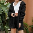 thumbnail image 1 of Usmixi Pajama Set for Women Fuzzy Plush Sleepwear Sets for Women Cozy Fleece Pajamas 3 Piece Outfits Casual Solid Fluffy Sherpa Coat Tank and Shorts Suit Homewear Lounge Sets Under $10, 1 of 6