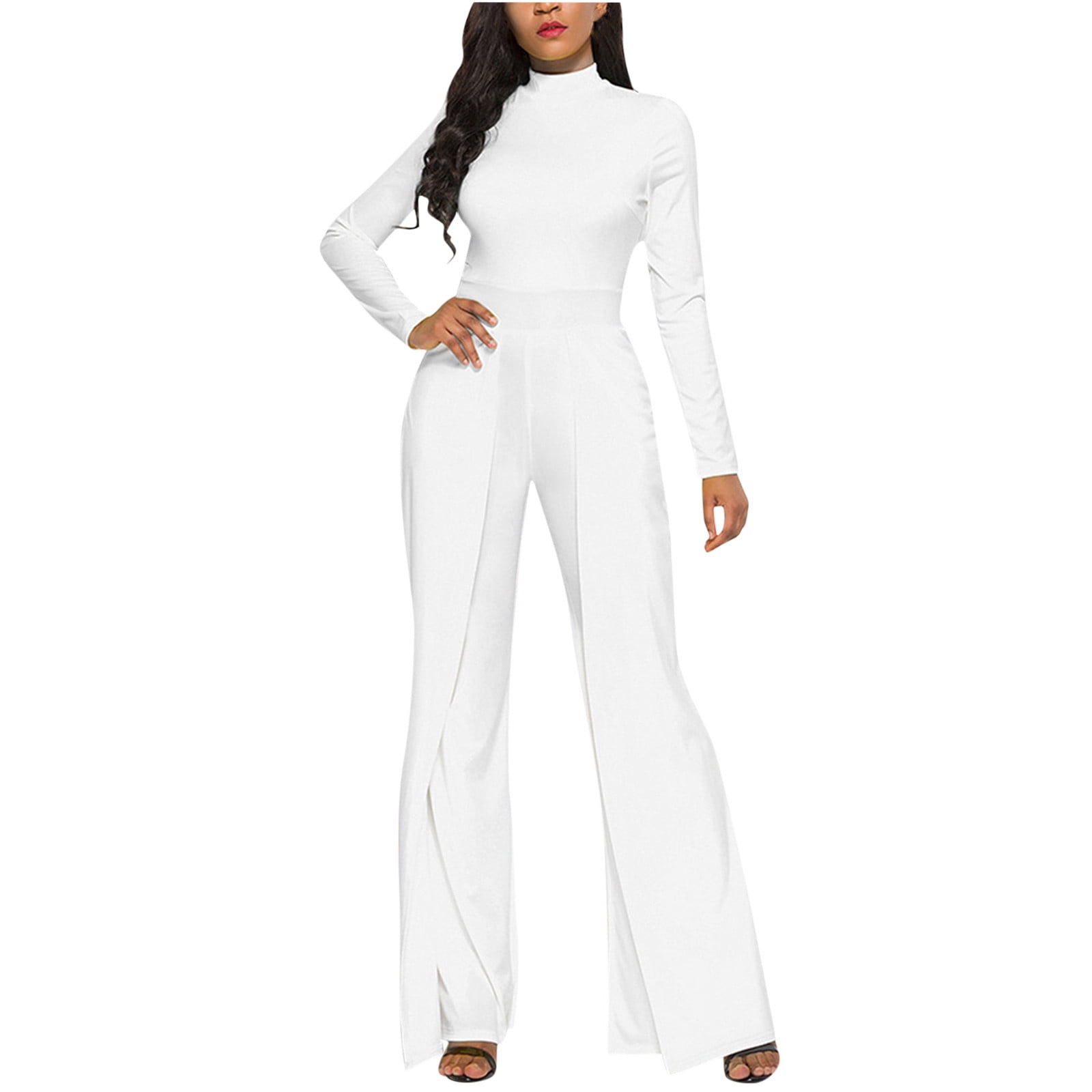 Usmixi Rompers for Women Fall Elegant Flared Leg Empire Waist Ladies ...