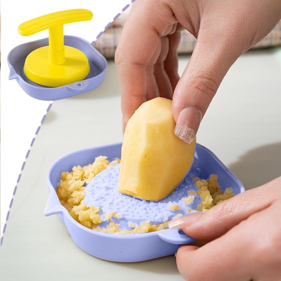 Usmixi Rotating Garlic Press and Ginger Grinder Plastic Manual Chopper Infant Food Masher V Shaped Pour Spout Detachable Easy Clean Compact Kitchen Tool for Home Cooking