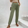 thumbnail image 1 of Usmixi on Sale Pants for Women Womens Jogger Pants Breathable Comfort French Terry Workout Sports Long Pants Casual Solid High Waist Pleated Pocket Cropped Harem Trousers, 1 of 6