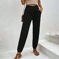 thumbnail image 1 of Wycnly Pants for Women Womens Jogger Pants Breathable Comfort French Terry Workout Sports Long Pants Casual Solid High Waist Pleated Pocket Cropped Harem Trousers Under $5, 1 of 6