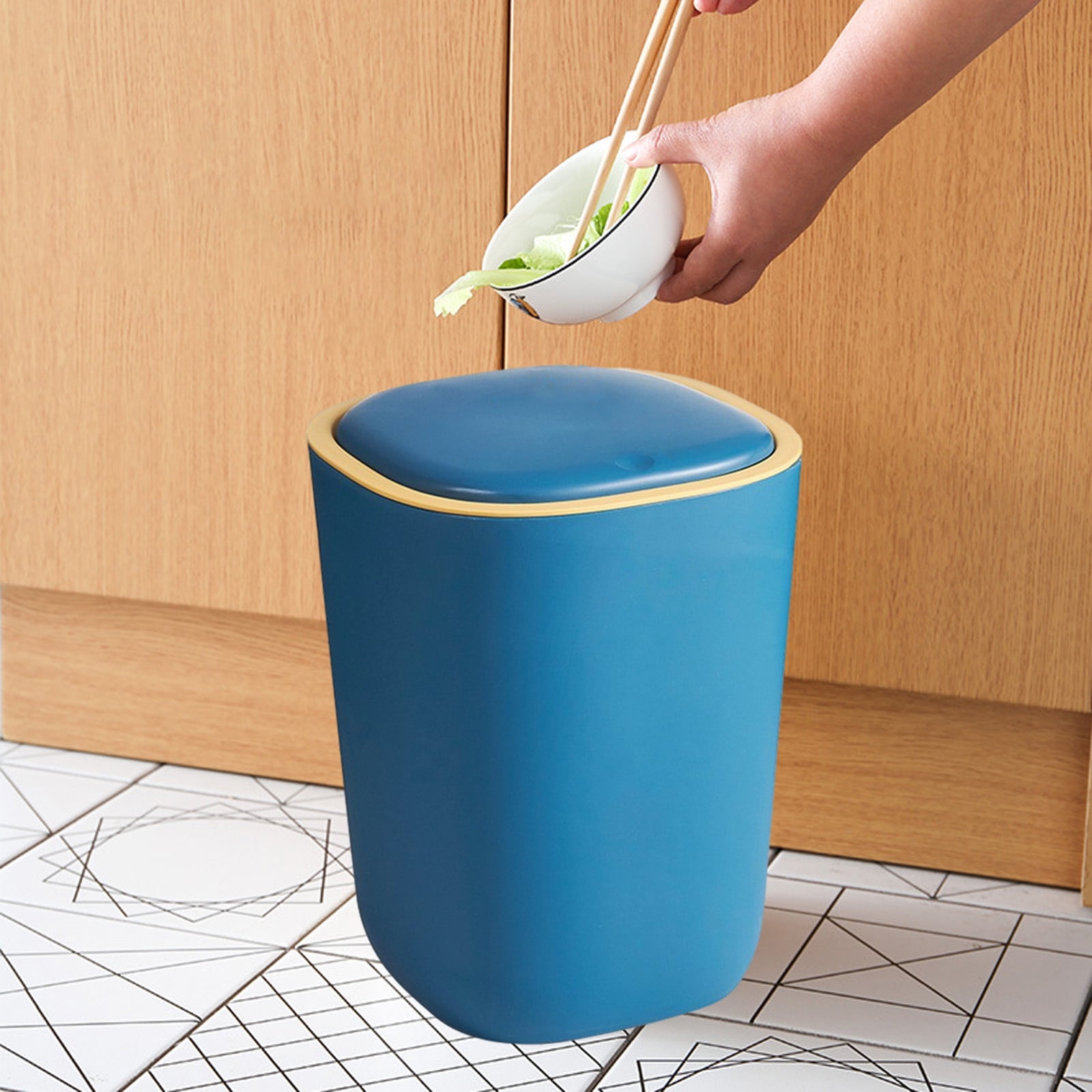 ZZkhGo Small Trash Can with Lid,Bathroom Garbage Can with Pop-Up Lid,Waste Basket for Bathroom ...