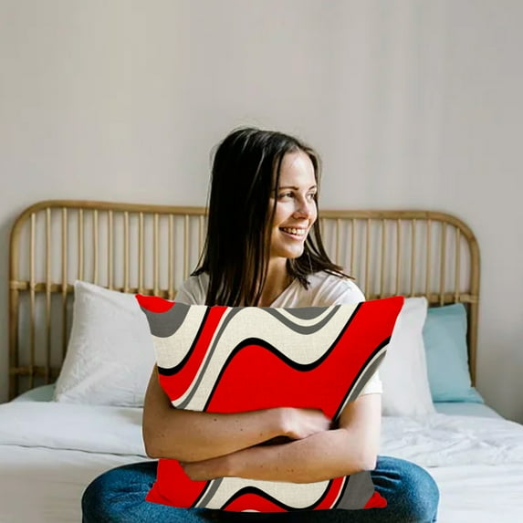 PPgejGEK Soft Decorative Throw Pillows Covers Glitter Printed Pillowcases Geometric Stripe Decor Home Bedroom Sofa Chair Couch 18x18 In Holiday