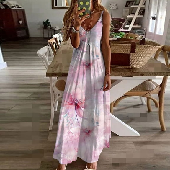 Usmixi Summer Dress Summer Dress Women Casual Plus Size Dresses Tie-dye Gradient Crewneck Pockets Sleeveless Maxi Long Dress Plus Size Womens Dresses Sundresses for Women Wine s