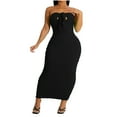 thumbnail image 1 of Usmixi Summer Dresses for Women Night Party Club Sexy Strapless Tie Front Bodycon Long Dresses 2023 Sleeveless Tube Top Solid Maxi Formal Dress Black m, 1 of 6