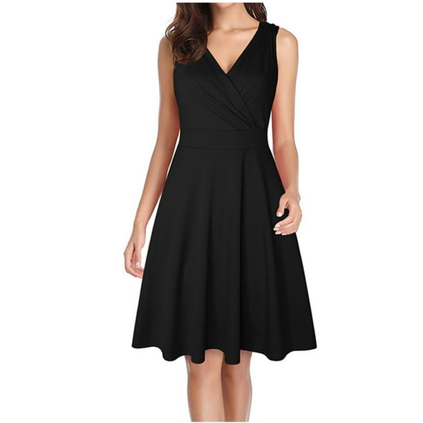 ZZwxWA Summer Dresses for Women Vintage Empire Waist Pleated Swing