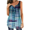 thumbnail image 1 of Usmixi Summer Tank Tops Western Print V-Neck Sleeveless T Shirts for Women Vintage Graphics Button Pleated Swing Henley Shirt Lightweight Tunic Blouse Vest Light Blue m Under $5, 1 of 3