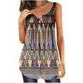 thumbnail image 1 of Usmixi Summer Tank Tops Western Print V-Neck Sleeveless T Shirts for Women Vintage Graphics Button Pleated Swing Henley Shirt Lightweight Tunic Blouse Vest Brown xxl Under $5, 1 of 3