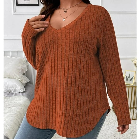 up to 60% off Gifts Usmixi Sweater for Women Plus Size Sweater for Women Fall Casual Cozy Soft Ladies Knitted Pullover Tunic Sweater Tops Winter Long Sleeve Solid Casual Sweater Tops