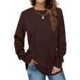 thumbnail image 1 of Usmixi Sweatshirt for Women Womens Fleece Sweatshirt Casual Solid Long Sleeve Round Neck Pullover Sweatshirt Soft Plush Plus Size Ladies Sweatshirt Tops Winter Sweatshirt, 1 of 6