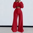 thumbnail image 1 of Usmixi Sweatsuits Set for Women Cropped Sweatshirt 2 Piece Outfit Sets for Women Long Sleeve Pullover and Drawstring Long Palazzo Pants Lounge Sets Casual Solid Tracksuit Sets Under $10, 1 of 6
