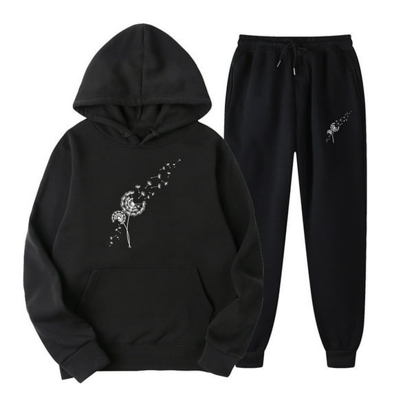 Usmixi Sweatsuits Set for Women Womens Plus Size Hoodies Lounge Sets Hooded Sweatshirt Drawstring Jogger Pants Tracksuits Sets Fashion Dandelion Print 2 Piece Outfits with Pocket Under $10