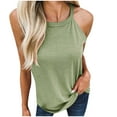 thumbnail image 1 of Usmixi Tank Top for Women Plain Crewneck Sleeveless T Shirts Summer Soft Breathable Loose Strap Vest Blouse Green XXXL Up to 65% off, 1 of 7