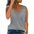 thumbnail image 1 of Usmixi Tank Top for Women Solid Summer V-Neck Sleeveless T Shirts Elegant Lace Patchwork Lightweight Tunic Vest Blouses Gray xl Under $5, 1 of 5