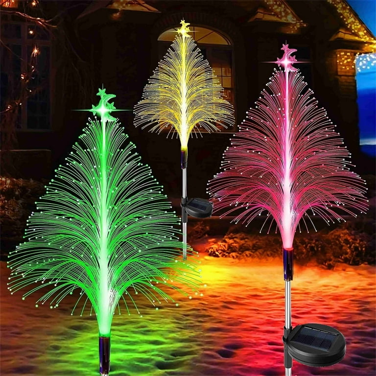 Usmixi Tax Free Weekend Solar Christmas Trees Lights Outdoor Decorations Small Solar Xmas Tree Garden Lights Waterproof 7 Color Changing Solar Flower Lights Yard Stake Decor Walmart