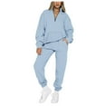 thumbnail image 1 of Usmixi Tracksuits Set for Women Half Zip Pullover 2 Piece Sets Women Stand Neck Sweatshirt and Drawstring Jogger Sweatpant Sweatsuits Sets Casual Lounge Sets 2PC Outfits Sets Clearance Under $10, 1 of 7