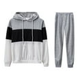 thumbnail image 1 of Usmixi Tracksuits Set for Women Pullover Hoodies 2 Piece Outfits Sets Women Fashion Color Patchwork Drawstring Hooded Sweatshirt and Jogger Pant Sweatsuit Sets Lounge Sets Under $10, 1 of 5