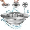Usmixi Upgraded 3 in 1 Kitchen Sink Drain Strainer Stainless Steel