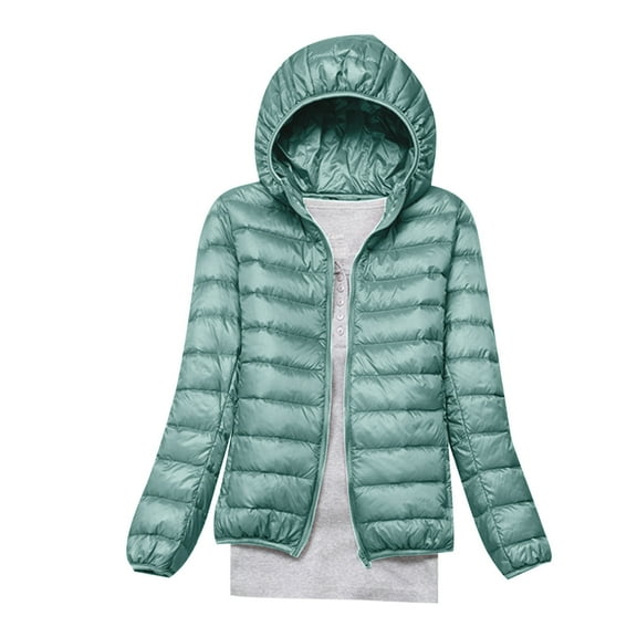 Usmixi 2023 Down Coat for Women Puffer Jacket for Women Plus Size Lightweight Thin Cotton Down Coat Long Sleeve Casual Solid Pocket Open Zipper Hooded Outwear Winter Down Coat
