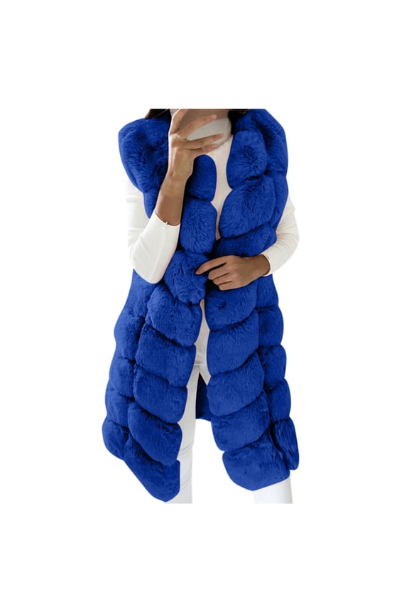 Usmixi 2023 Faux Fur Coat for Women Fluffy Plush Vest for Women Plus Size Casual Solid Sleeveless Fuzzy Fleece Coat Open Front Faux Furry Long Tank Outwear Winter Faux Fur Coat