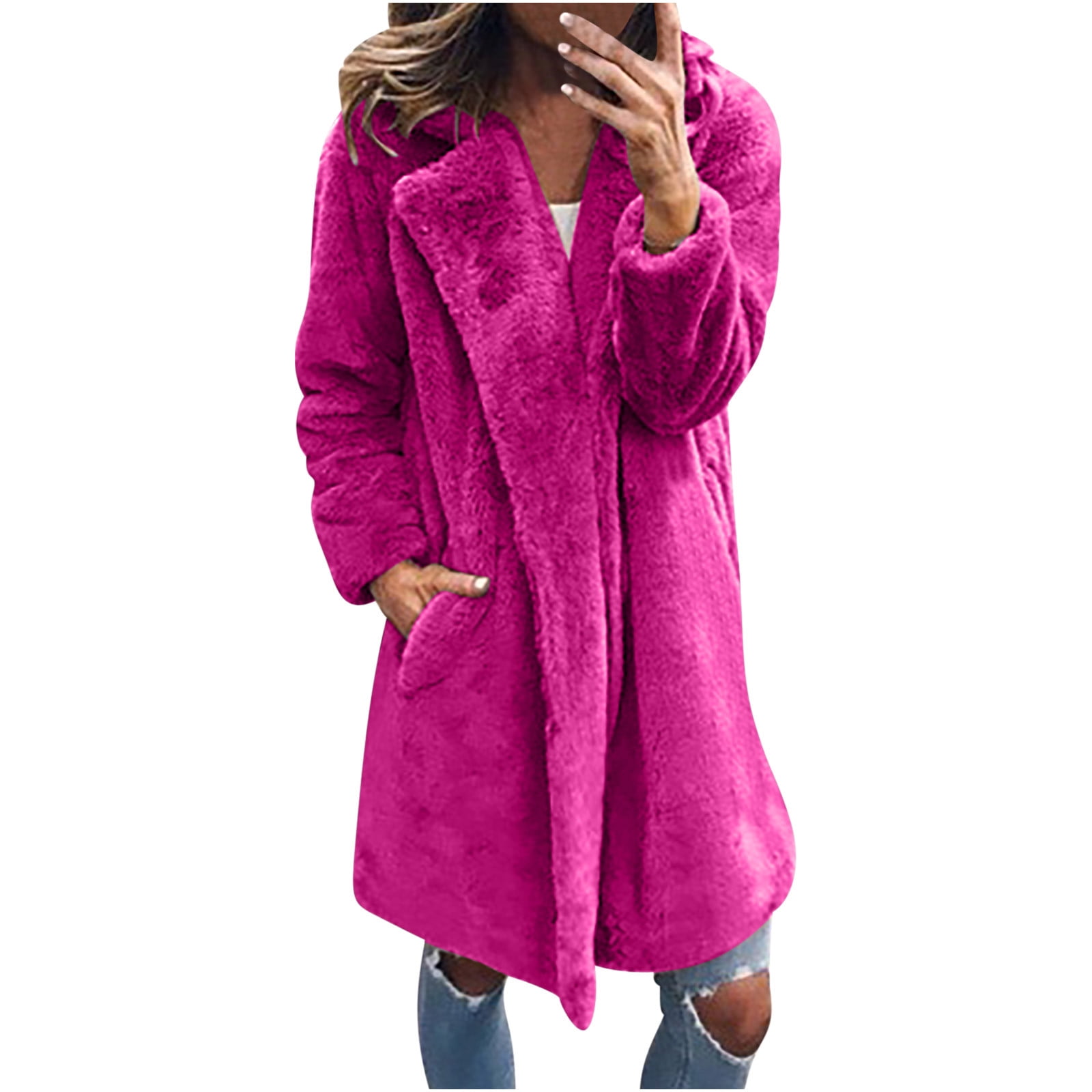 Usmixi Women's Winter Faux Fur Plush Coat, Plus Size Long Usmixi Women's Winter Faux Fur Plush Coat, Plus Size Long