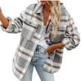thumbnail image 1 of Usmixi 2023 Plaid Jacket for Women Woolen Jacket for Women Loose Button Down Pocket Hooded Shacket Outerwear Long Sleeve Casual Flannel Shirts Coat Winter Plaid Jacket, 1 of 5