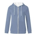 thumbnail image 1 of Usmixi 2023 Sweatshirt Coat for Women Hoodies Coat Top for Women Long Sleeve Open Front Zipper Drawstring Hooded Sweatshirt Casual Solid Loose Pocket Outwear Winter Sweatshirt Coat, 1 of 4