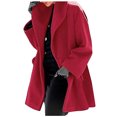 thumbnail image 1 of Usmixi Weekly Deals 2023 Wool Coat for Women Trench Jackets for Women Plus Size Casual Solid Open Front Cardigan Outwear Long Sleeve Lapel Comfy Woolen Outerwear with Pocket Winter Wool Coat, 1 of 7