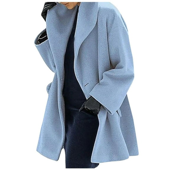 Usmixi 2023 Wool Coat for Women Trench Jackets for Women Plus Size Casual Solid Open Front Cardigan Outwear Long Sleeve Lapel Comfy Woolen Outerwear with Pocket Winter Wool Coat