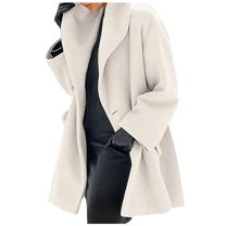 Usmixi 2025 Wool Coat for Women Trench Jackets for Women Plus Size Casual Solid Open Front Cardigan Outwear Long Sleeve Lapel Comfy Woolen Outerwear with Pocket Winter Wool Coat