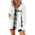 thumbnail image 1 of Usmixi Corduroy Jacket for Women Shacket for Women Fashion Plaid Patchwork Lapel Button Down Shirt Coat Long Sleeve Ladies Loose Outwear Top with Pocket Winter Corduroy Jacket, 1 of 4