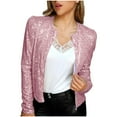 thumbnail image 1 of Usmixi Sequin Jacket for Women Club Sequin Coat for Women Night Party Fashion Sparkly Cropped Jackets Plus Size Lightweight Stand Neck Zipper Blazer Outerwear Winter Sequin Jacket, 1 of 7
