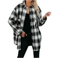 thumbnail image 1 of Usmixi Weekly Deals Shacket Jacket for Women Women Flannel Coat Button Down Lapel Classic Plaid Print Fleece Shirt Jacket Plus Size Comfy Woolen Outerwear with Pocket Winter Shacket Jacket, 1 of 7
