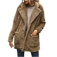 thumbnail image 1 of Usmixi Sherpa Jacket for Women Fuzzy Fluffy Fleece Coat for Women Casual Solid Long Sleeve Lapel Outerwear Open Button Down Soft Plush Jacket with Pocket Winter Sherpa Jacket, 1 of 6