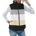thumbnail image 1 of Usmixi Winter Fleece Vest for Women Fuzzy Fluffy Sherpa Jacket for Women Plus Size Open Front Zip Fleece Coats Fashion Color Block Stand Neck Sleeveless Outwear Fleece Vest, 1 of 7