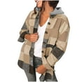 thumbnail image 1 of Usmixi Winter Hooded Shacket for Women Womens Flannel Jacket Fashion Button Down Plaid Print Shirt Coat Ladies Loose Long Sleeve Fall Comfy Woolen Outwear Hooded Shacket, 1 of 4