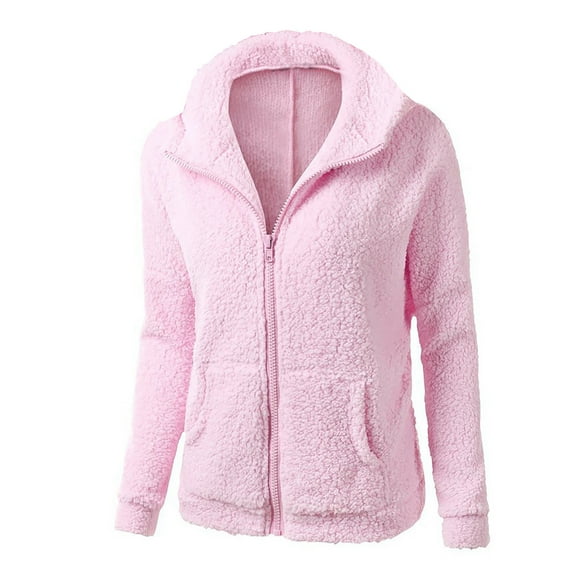 Usmixi Winter Plush Coat for Women Fuzzy Fleece Sweatshirt Coat for Women Long Sleeve Casual Solid Sweater Jacket Open Front Zipper Fluffy Sherpa Outerwear Plush Coat Under $5