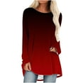 thumbnail image 1 of Usmixi Winter Pullover Tunic for Women Womens Tunic Tops Fashion Round Neck Plus Size Mid Length Sweatshirts Blouses Casual Gradient Pullover Tunic Fall Long Sleeve Tops, 1 of 6
