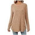 thumbnail image 1 of Usmixi Winter Sweater for Women Knitted Pullover Tops for Women Loose Casual Round Neck Thin Lightweight Sweater Tunic Casual Solid Sweater Fall Long Sleeve Tops 2023, 1 of 7