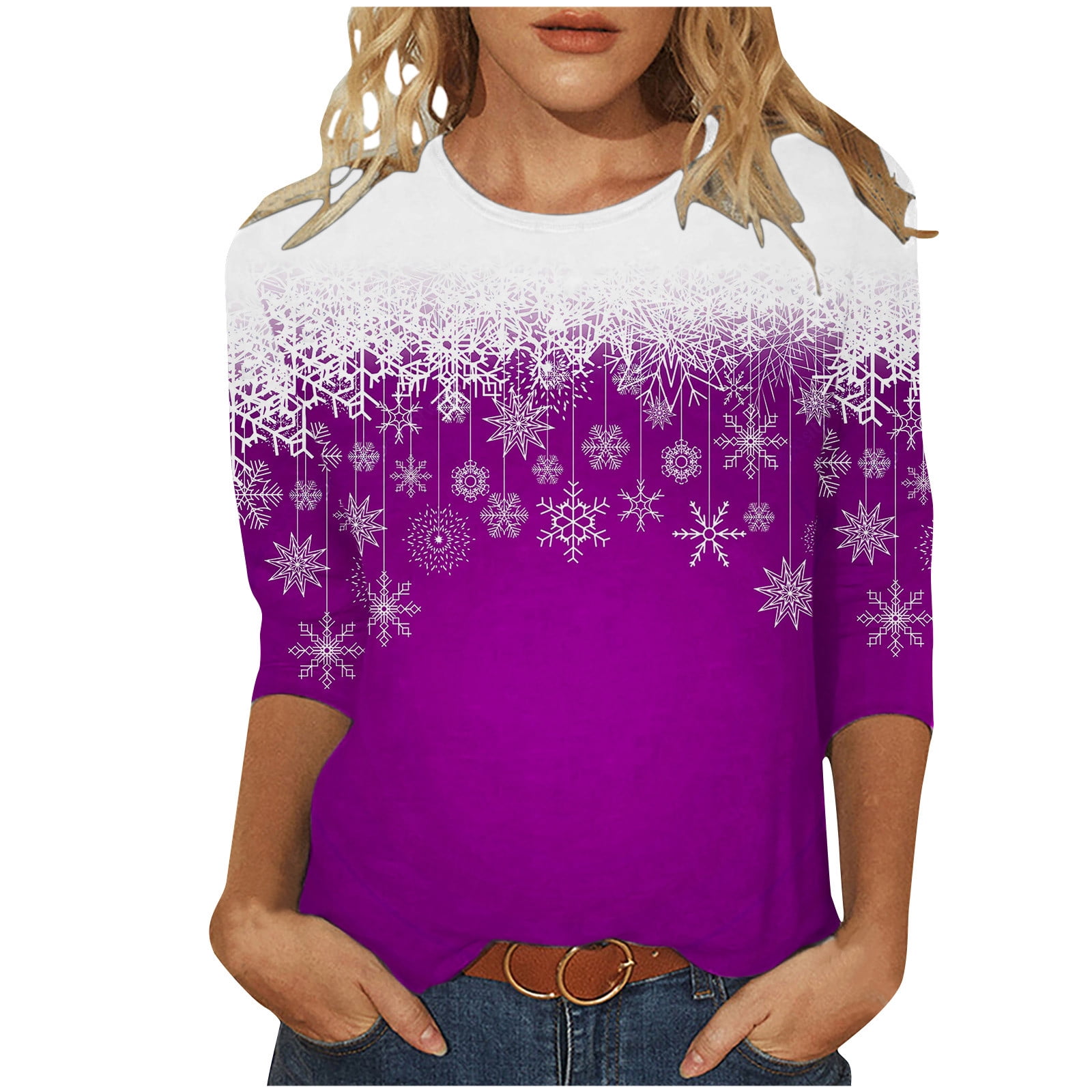 Usmixi Weekly Deals Winter Tee Tops for Women Womens Christmas Shirts