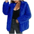 thumbnail image 1 of Usmixi Winter Faux Fur Jacket for Women Plush Coat for Women Long Sleeve Soft Fluffy Fleece Sherpa Jacket Casual Solid Open Zipper Plus Size Fuzzy Furry Outwear Faux Fur Jacket Under $5, 1 of 5